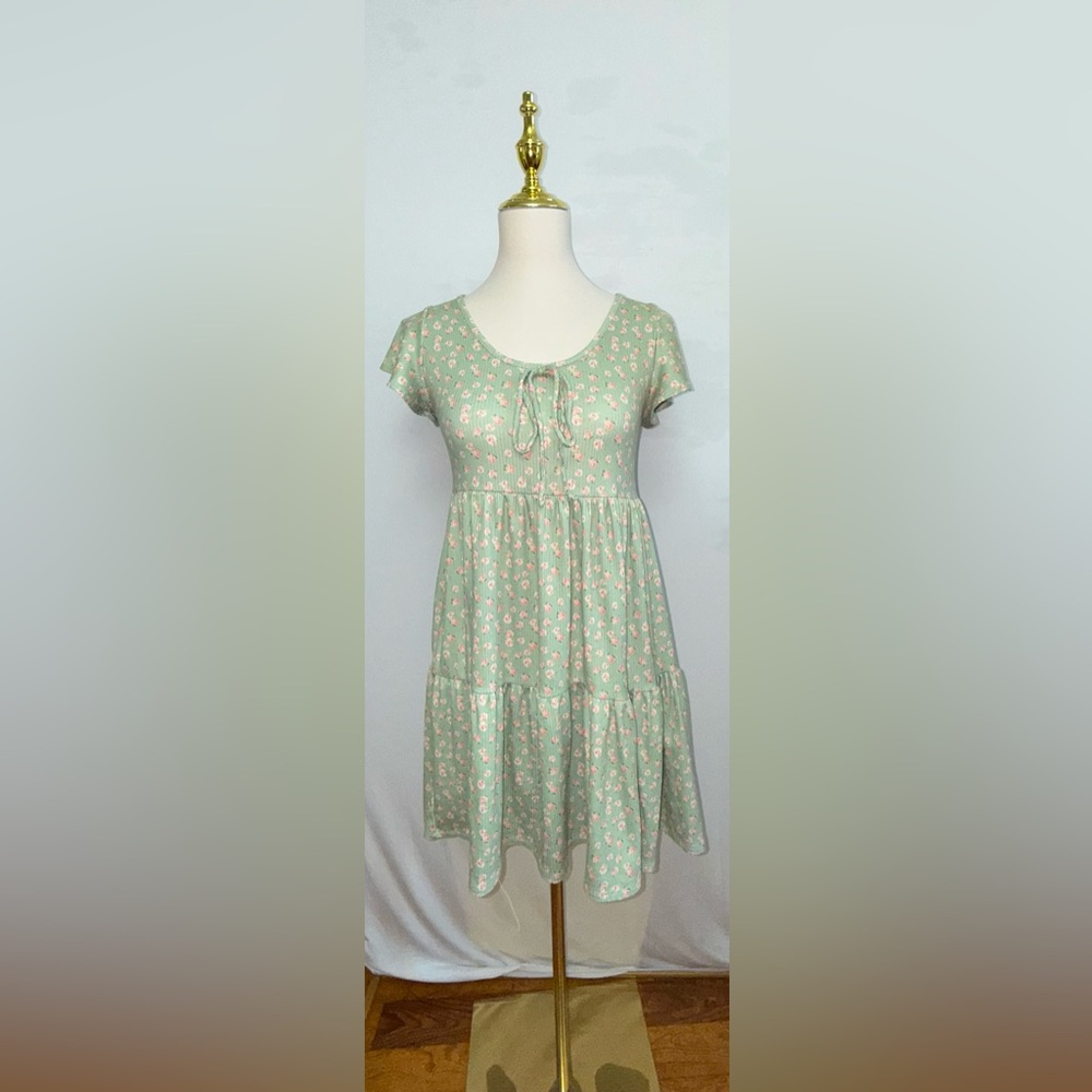 See You Monday Mint Dress With Pink Floral